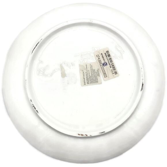 Department 56 Plate Halloween Witch Black Cat Jack O Lantern Plate White Striped - Picture 10 of 11